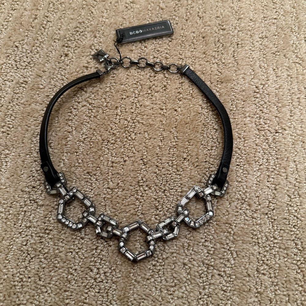 BCBGMaxAzria Geometric Silver and Black Necklace